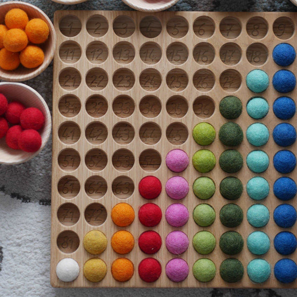 Farbspiel mit Zahlen „Farbenfroh 1-100“, handgefertigt - Labyrinthkiste