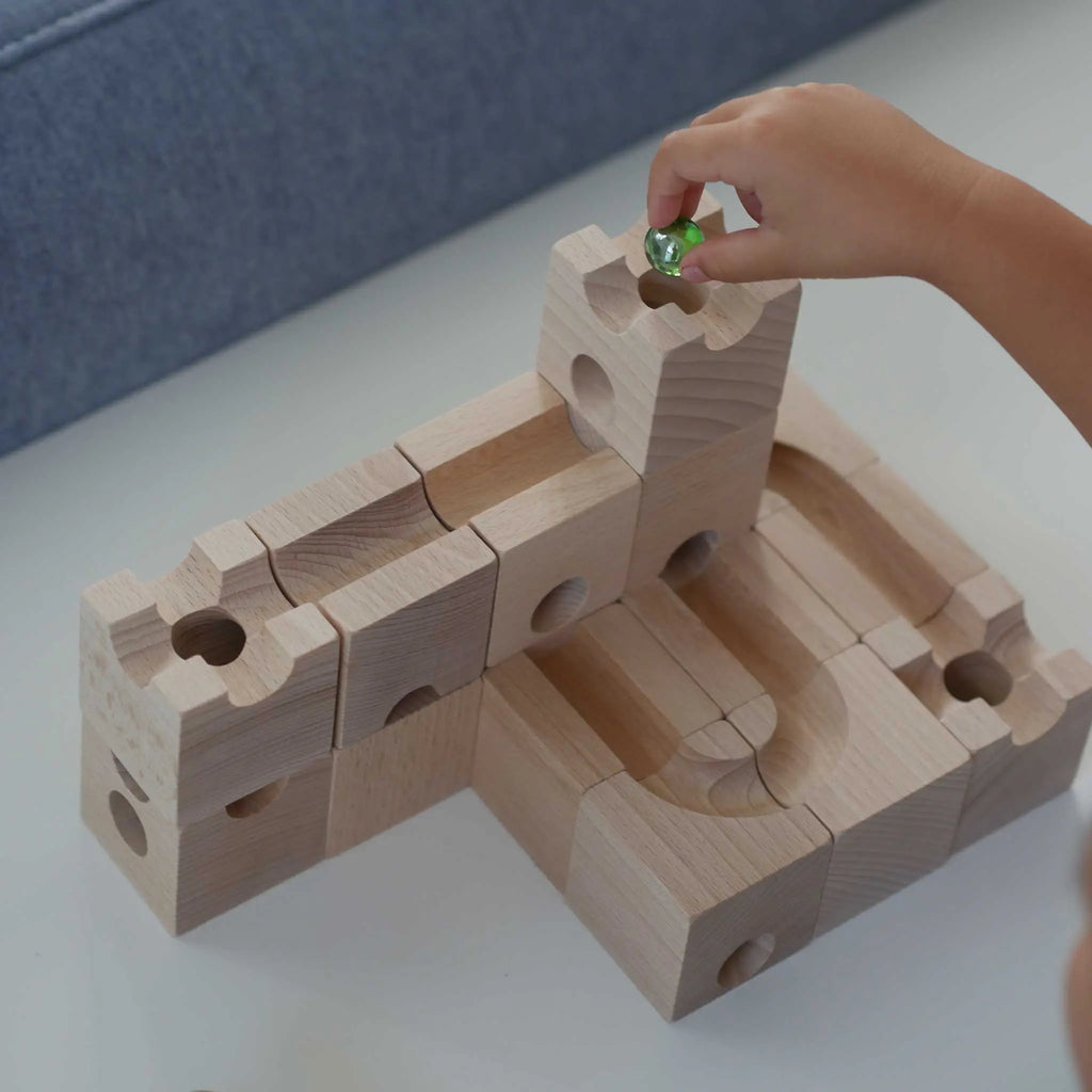 Murmelbahn aus Holz, 16er Set