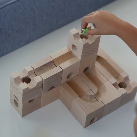 Murmelbahn aus Holz, 16er Set