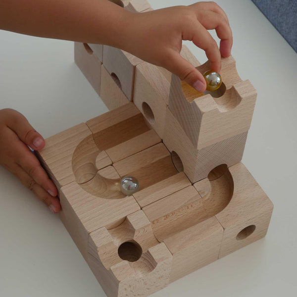 Murmelbahn aus Holz, 16er Set - Labyrinthkiste