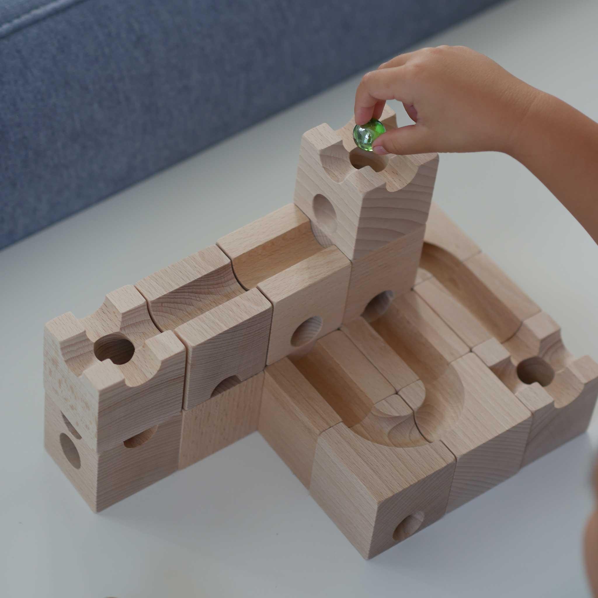 Murmelbahn aus Holz, 16er Set - Labyrinthkiste