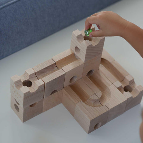 Murmelbahn aus Holz, 16er Set - Labyrinthkiste