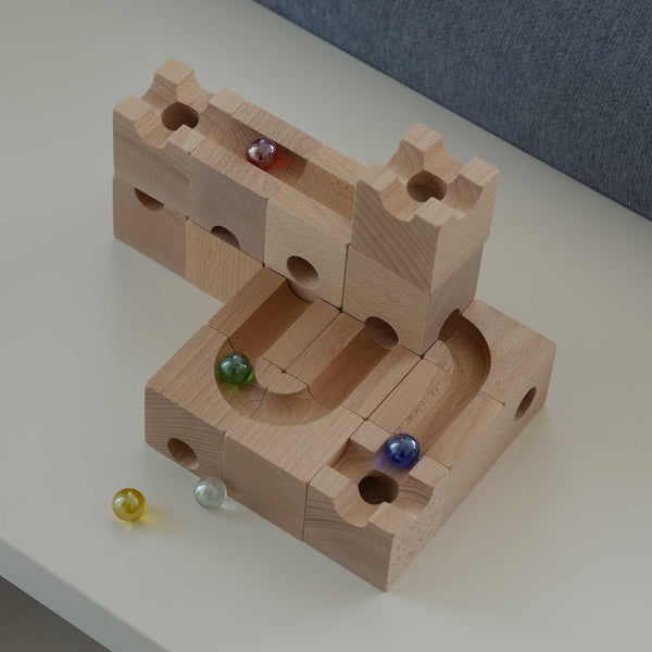 Murmelbahn aus Holz, 16er Set - Labyrinthkiste