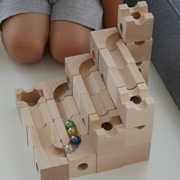 Murmelbahn aus Holz, 32er Set - Labyrinthkiste