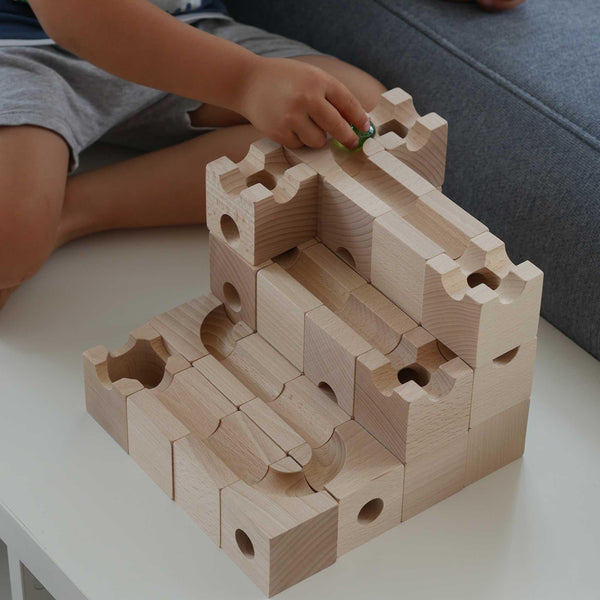 Murmelbahn aus Holz, 32er Set - Labyrinthkiste