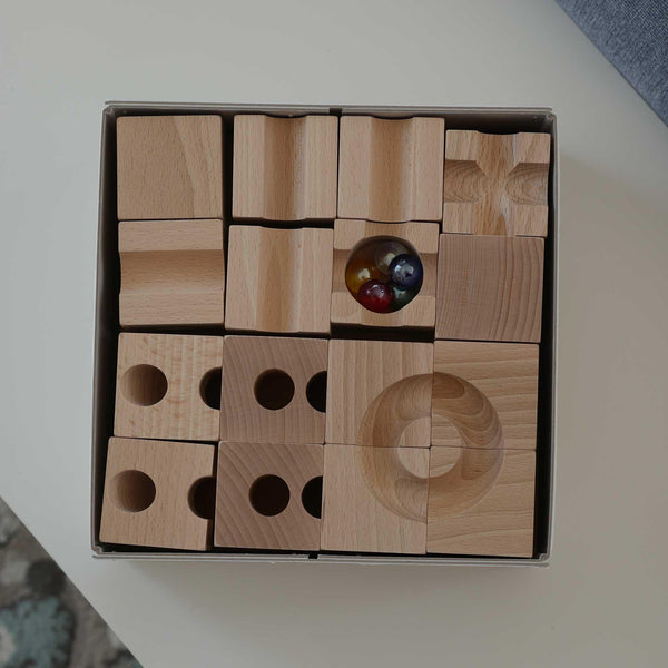 Murmelbahn aus Holz, 32er Set - Labyrinthkiste