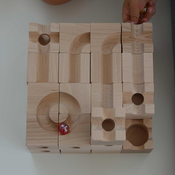 Murmelbahn aus Holz, 32er Set - Labyrinthkiste