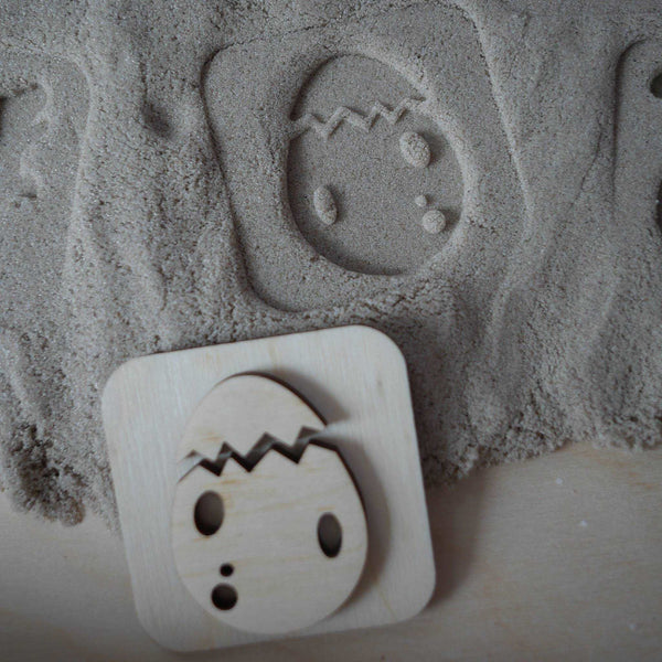 Sandstempel aus Holz mit Dinos, handgefertigt - Labyrinthkiste