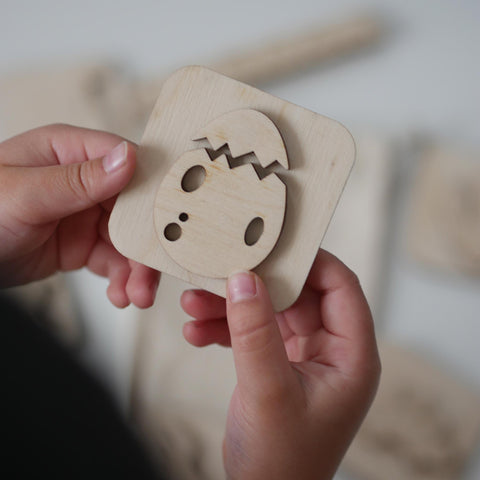 Sandstempel aus Holz mit Dinos, handgefertigt - Labyrinthkiste