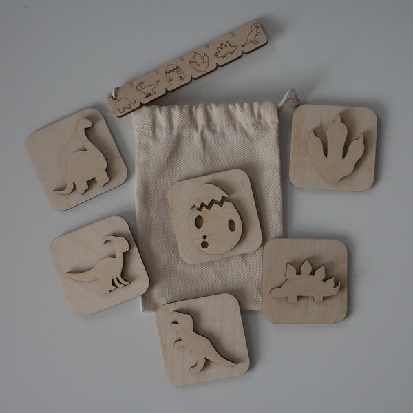 Sandstempel aus Holz mit Dinos, handgefertigt - Labyrinthkiste