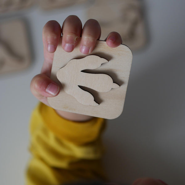 Sandstempel aus Holz mit Dinos, handgefertigt - Labyrinthkiste