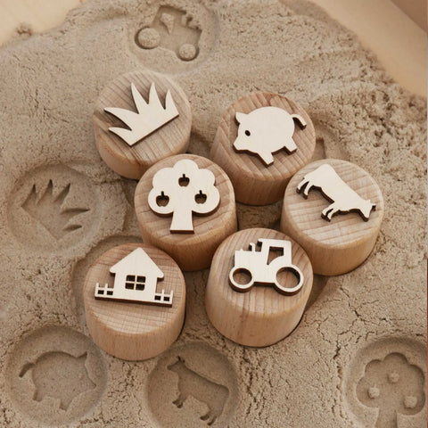 Sandstempel aus Holz „Der Bauernhof“, handgefertigt