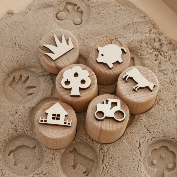 Sandstempel aus Holz „Der Bauernhof“, handgefertigt