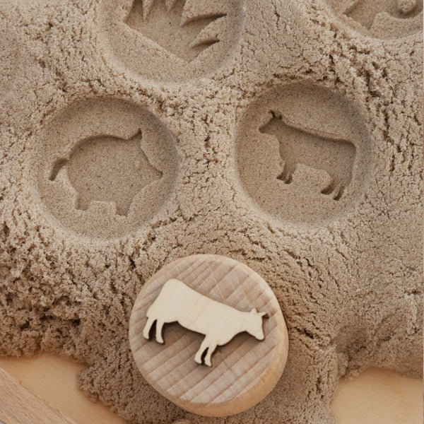 Sandstempel aus Holz „Der Bauernhof“, handgefertigt