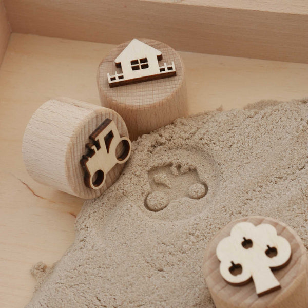 Sandstempel aus Holz „Der Bauernhof“, handgefertigt