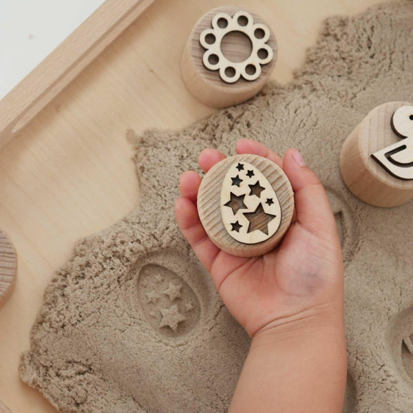 4 Jahreszeiten Sandstempel-Set aus Holz, handgefertigt - Labyrinthkiste