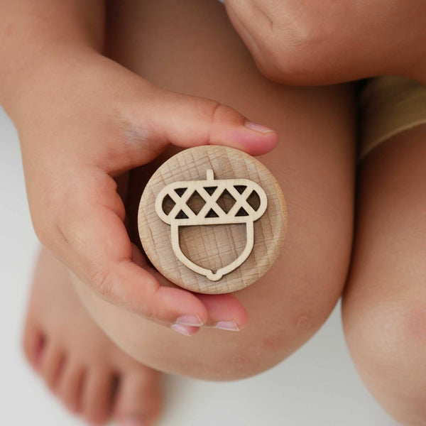 Sandstempel aus Holz mit Herbstmotiven, handgefertigt