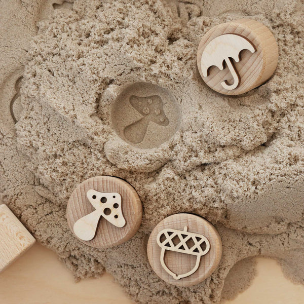 Sandstempel aus Holz mit Herbstmotiven, handgefertigt