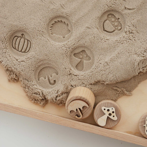 Sandstempel aus Holz mit Herbstmotiven, handgefertigt
