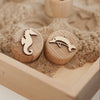 Sandstempel aus Holz mit Meerestieren, handgefertigt