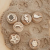 Sandstempel aus Holz mit Meerestieren, handgefertigt