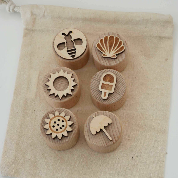 4 Jahreszeiten Sandstempel-Set aus Holz, handgefertigt