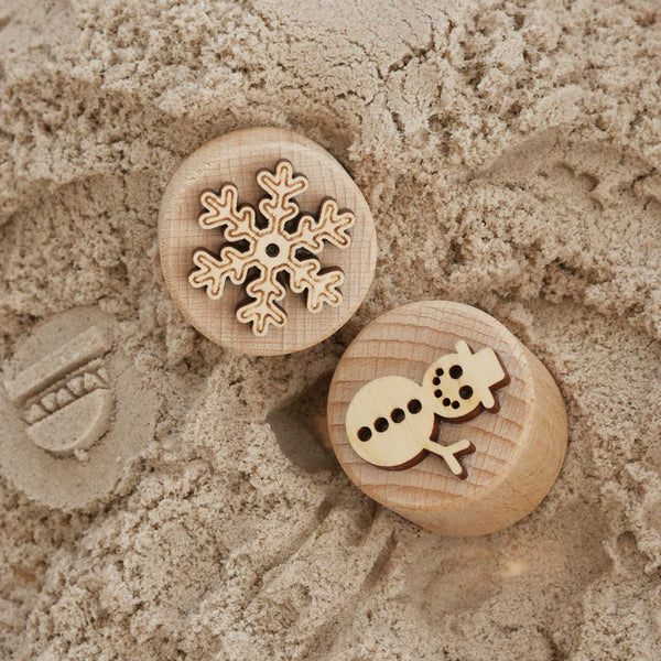 Sandstempel aus Holz mit Wintermotiven, handgefertigt