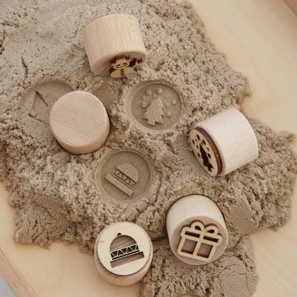 Sandstempel aus Holz mit Wintermotiven, handgefertigt