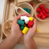 Montessori Holzzylinder für Farbspiele, Zangen- und Sortierübungen