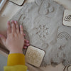 Sandstempel aus Holz mit Wettersymbolen, handgefertigt