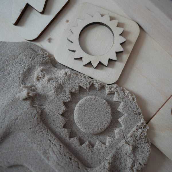 Sandstempel aus Holz mit Wettersymbolen, handgefertigt - Labyrinthkiste