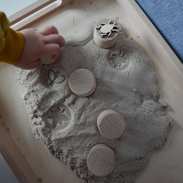 Sandstempel aus Holz mit Insekten, handgefertigt - Labyrinthkiste