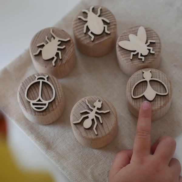 Sandstempel aus Holz mit Insekten, handgefertigt - Labyrinthkiste